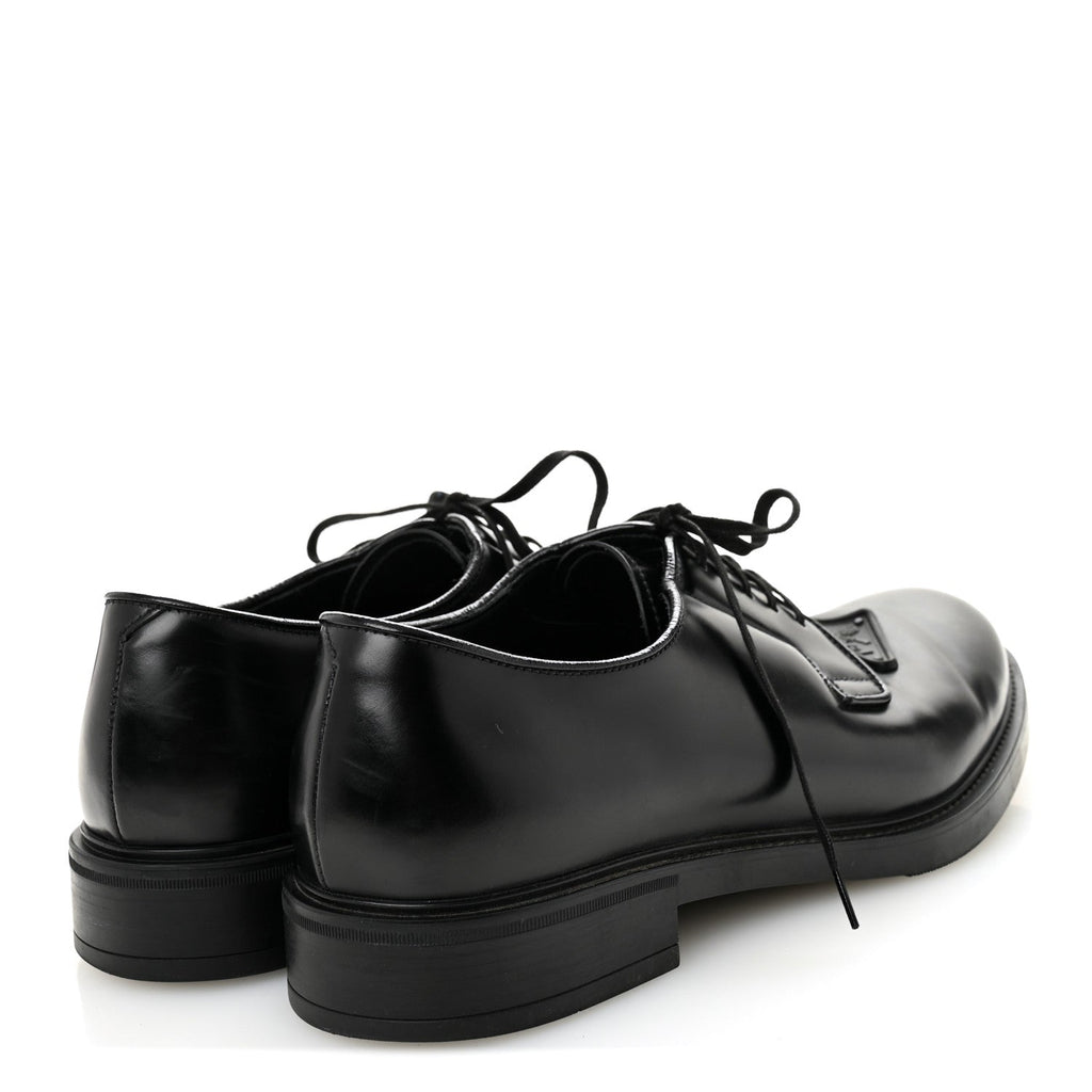 SPAZZOLATO TRIANGLE MENS DERBY LOAFERS BLACK