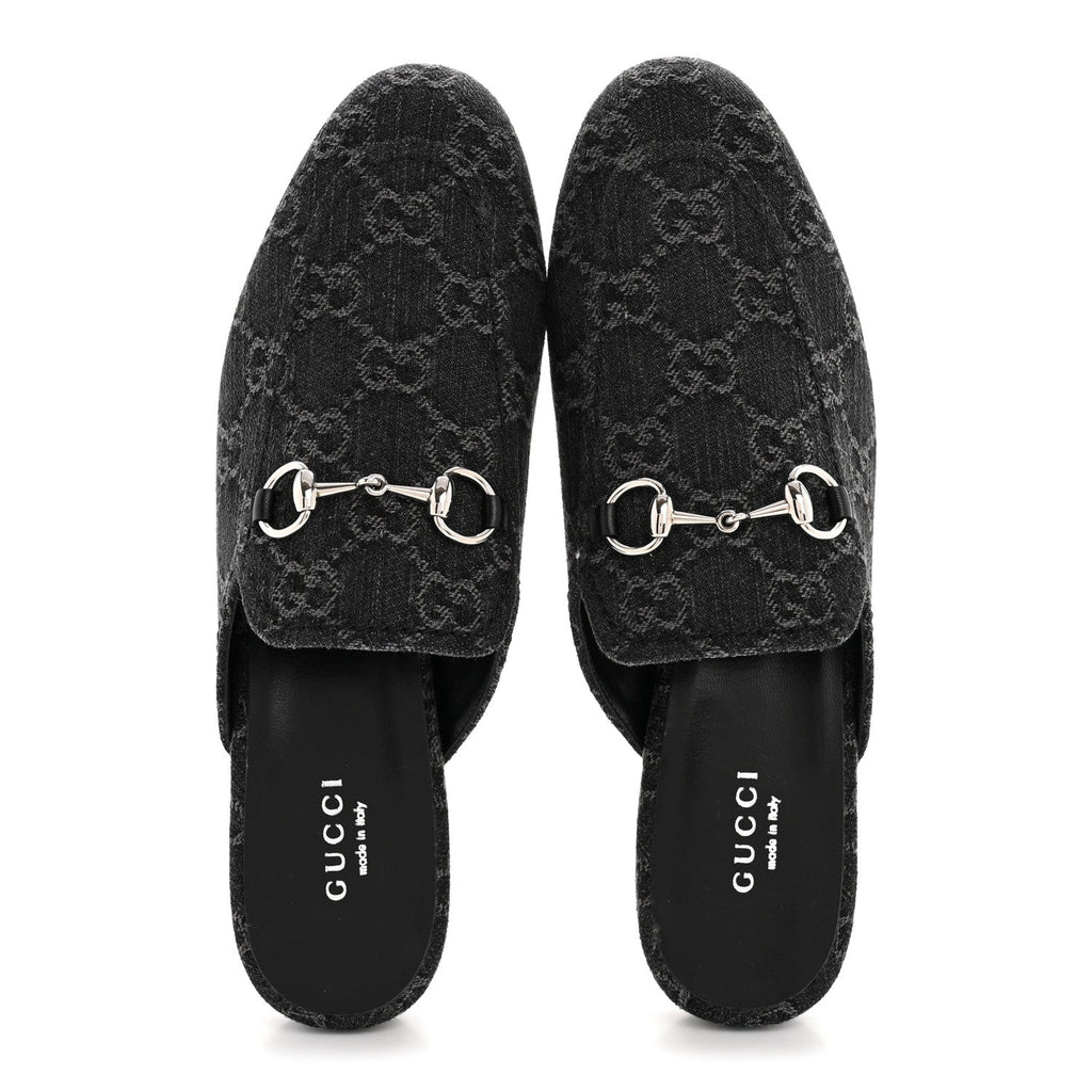 NEW DENIM GG MALAGA KID WOMENS PRINCETOWN SLIPPERS GREY BLACK