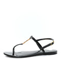 PATENT CALFSKIN CASSANDRA MONOGRAM SANDALS BLACK