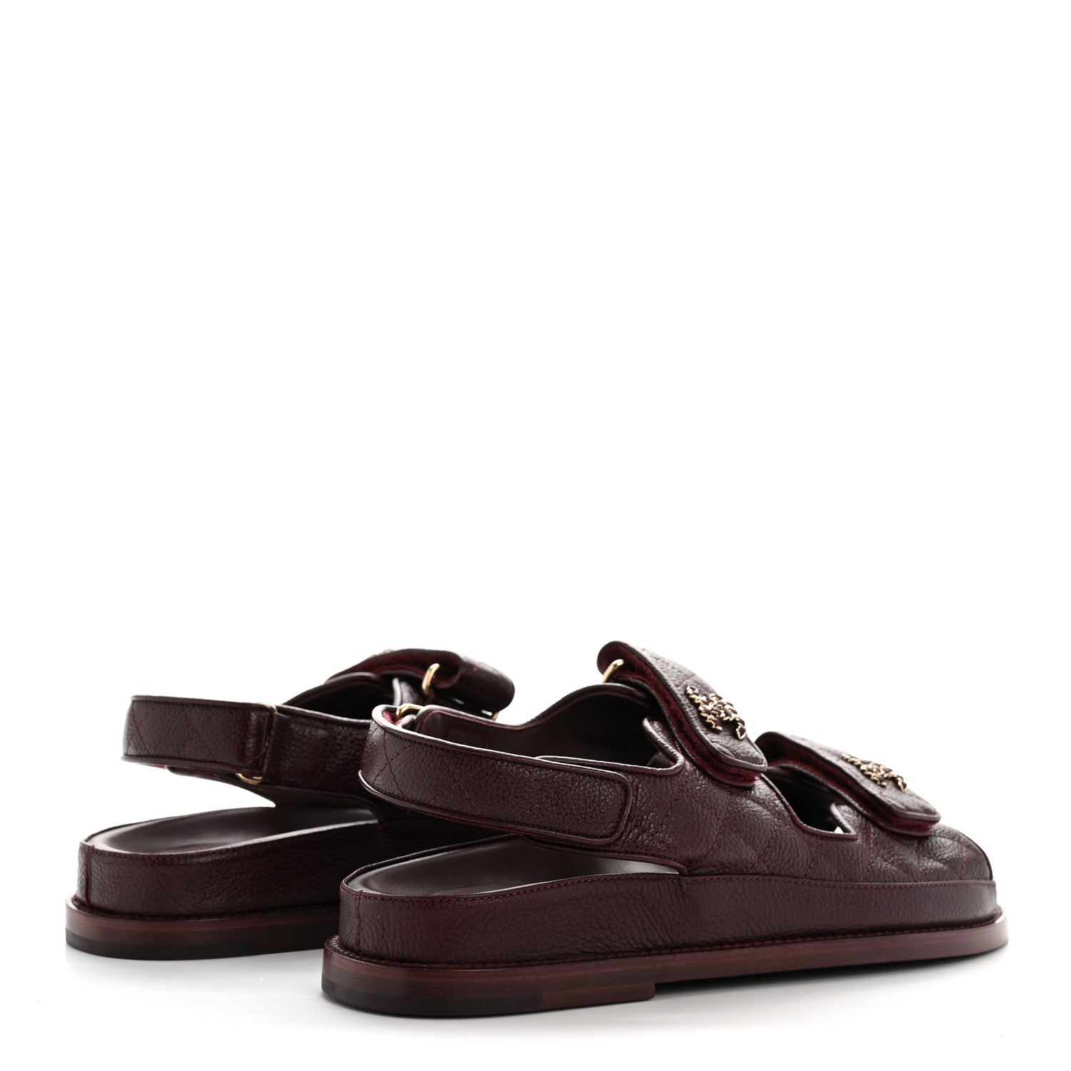 GRAINED CALFSKIN VELCRO DAD SANDALS MAROON