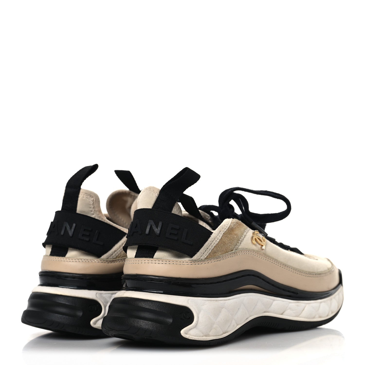 VELVET CALFSKIN MIXED FIBERS CC SNEAKERS BEIGE