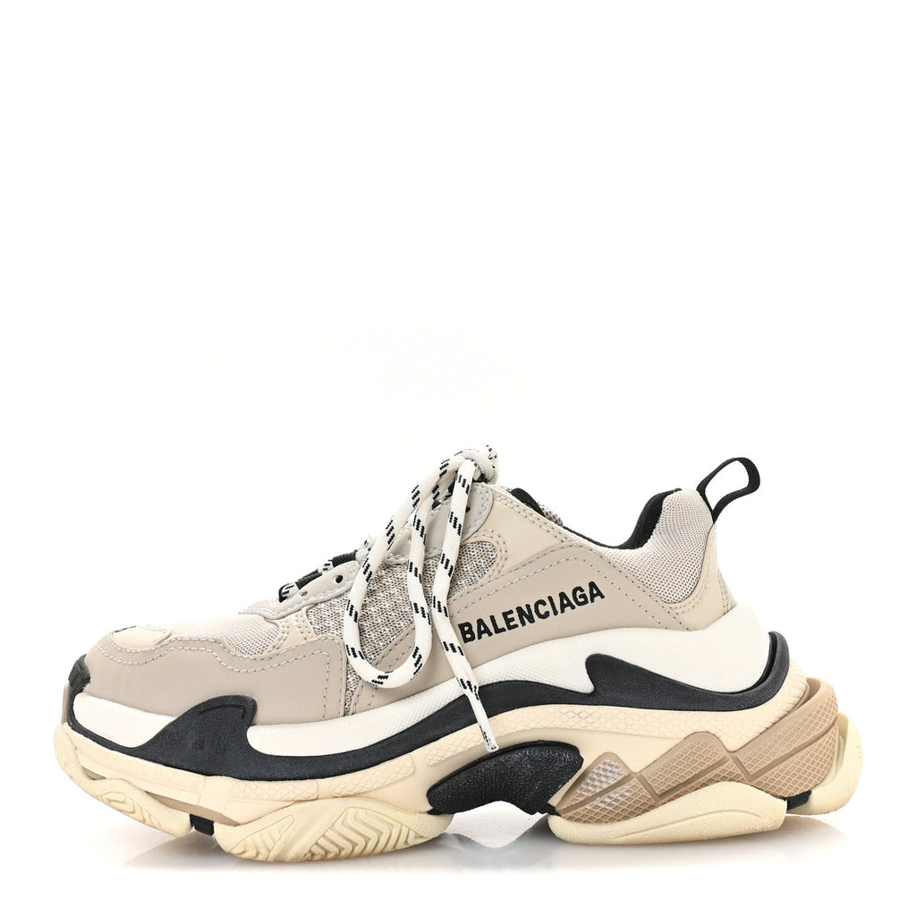 FABRIC MESH WOMENS TRIPLE S SNEAKERS BEIGE BLACK