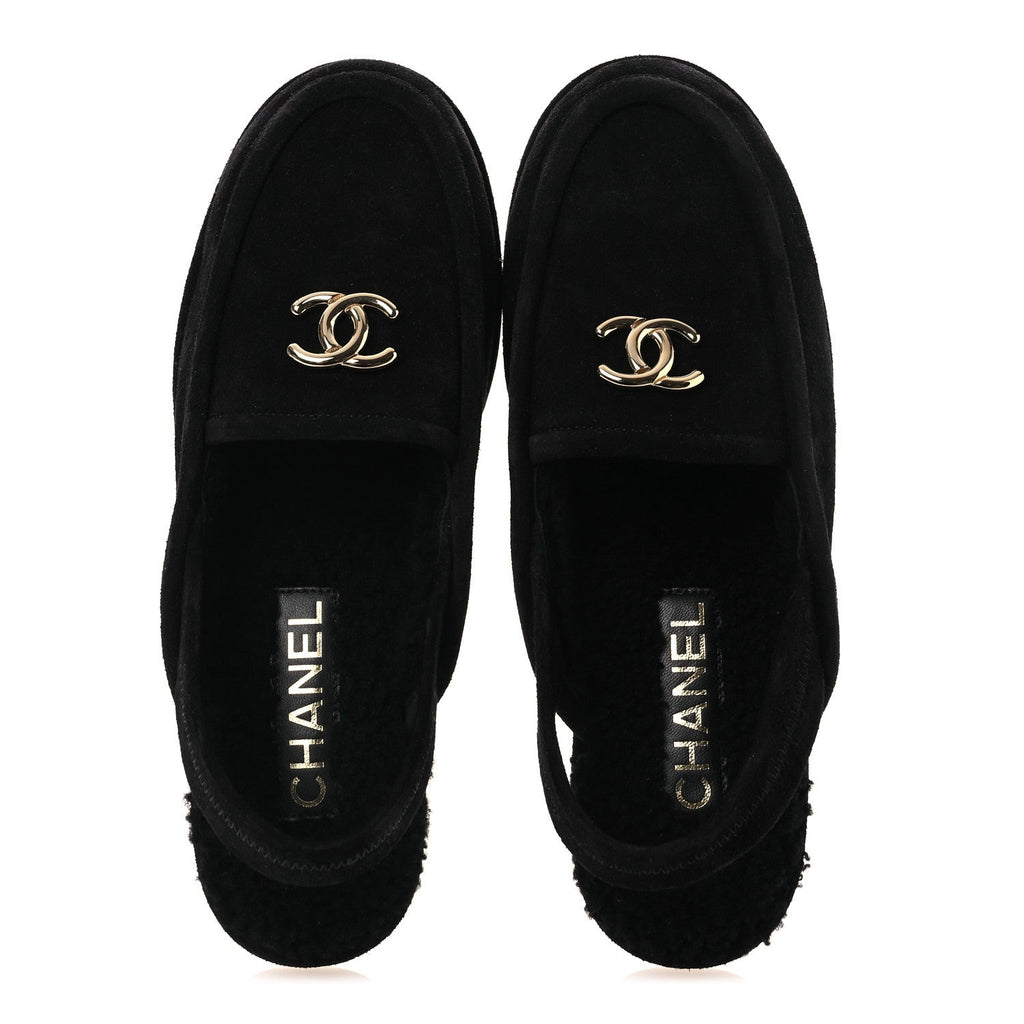 SUEDE CALFSKIN CC SLINGBACK LOAFERS BLACK