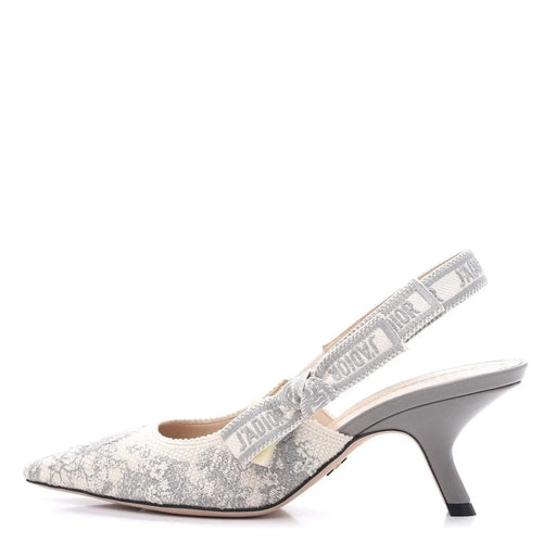 Christian Dior Toile De Jouy Sweet D Slingback Pump - Grey