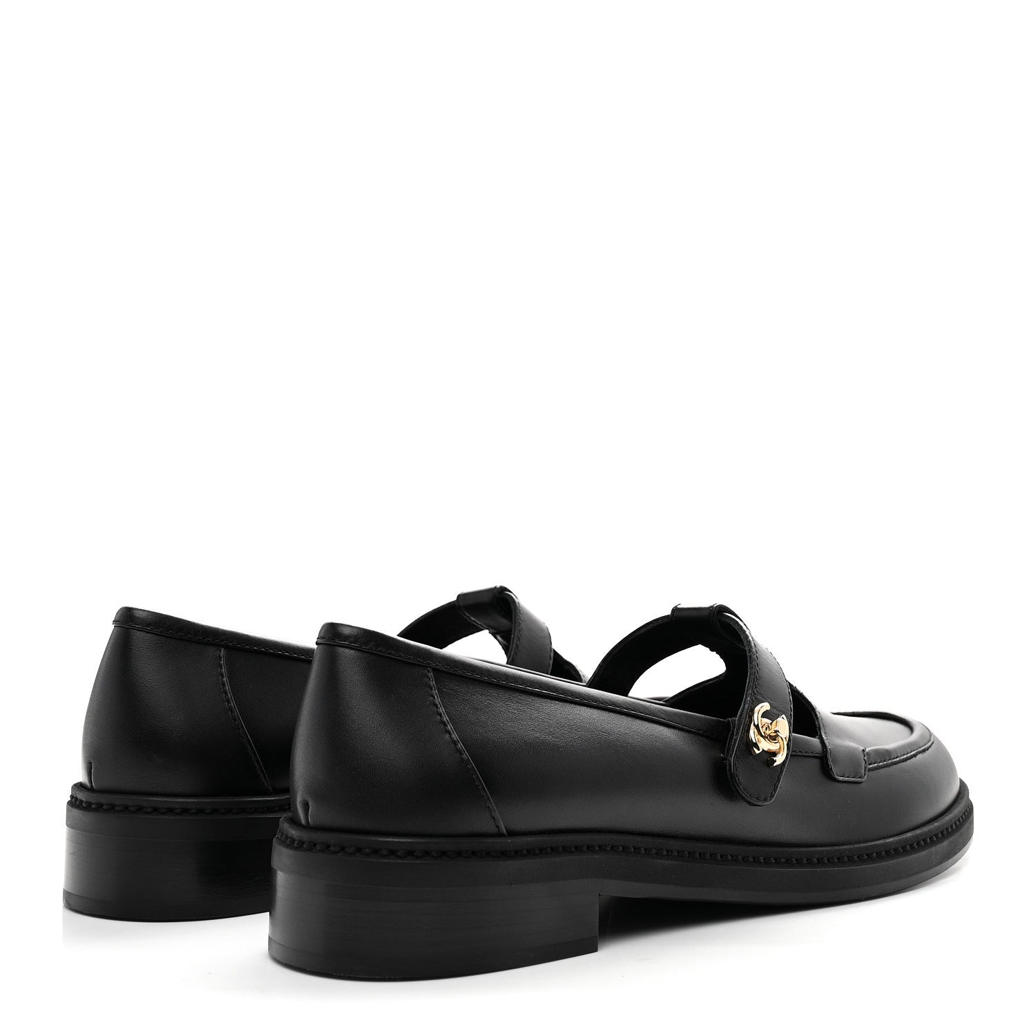CALFSKIN CC TURNLOCK MOCCASIN LOAFERS BLACK