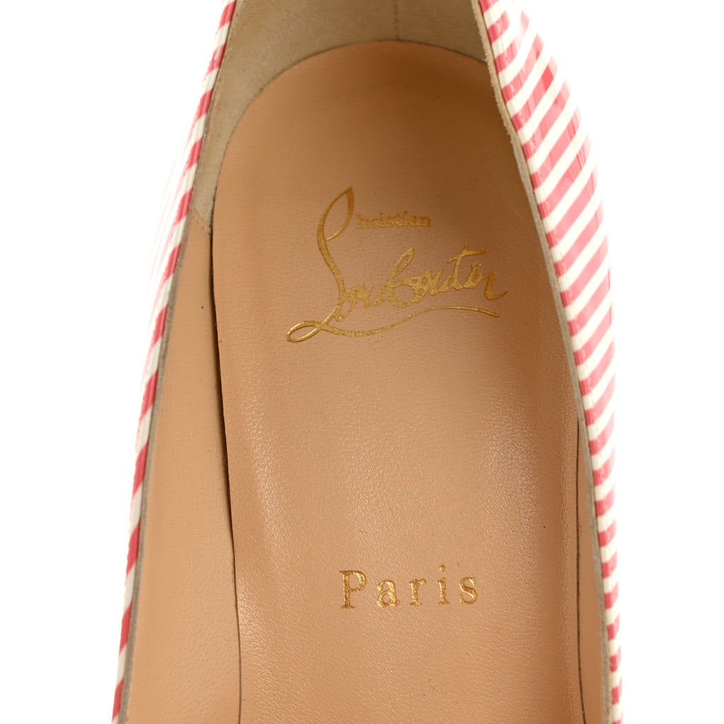 PATENT PIGALLE FOLLIES STRIPES 100 PUMPS SMOOTHIE WHITE
