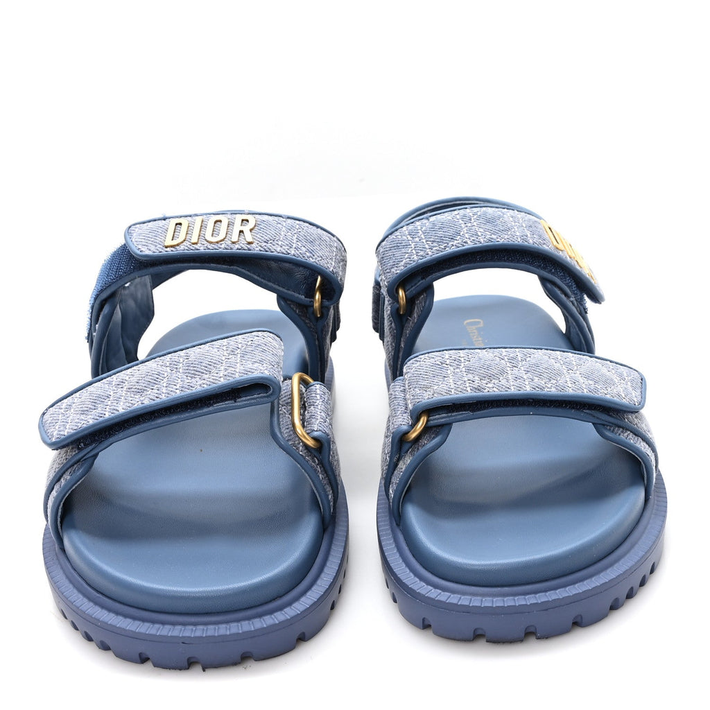 DENIM CANNAGE EMBROIDERED DIORACT SANDALS BLUE
