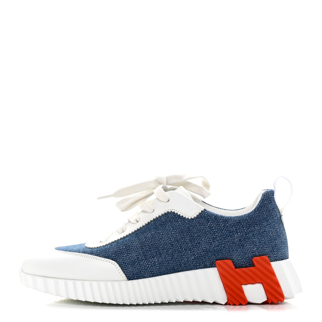 DENIM SUEDE GOATSKIN BOUNCING SNEAKERS BLEU CLAIR WHITE