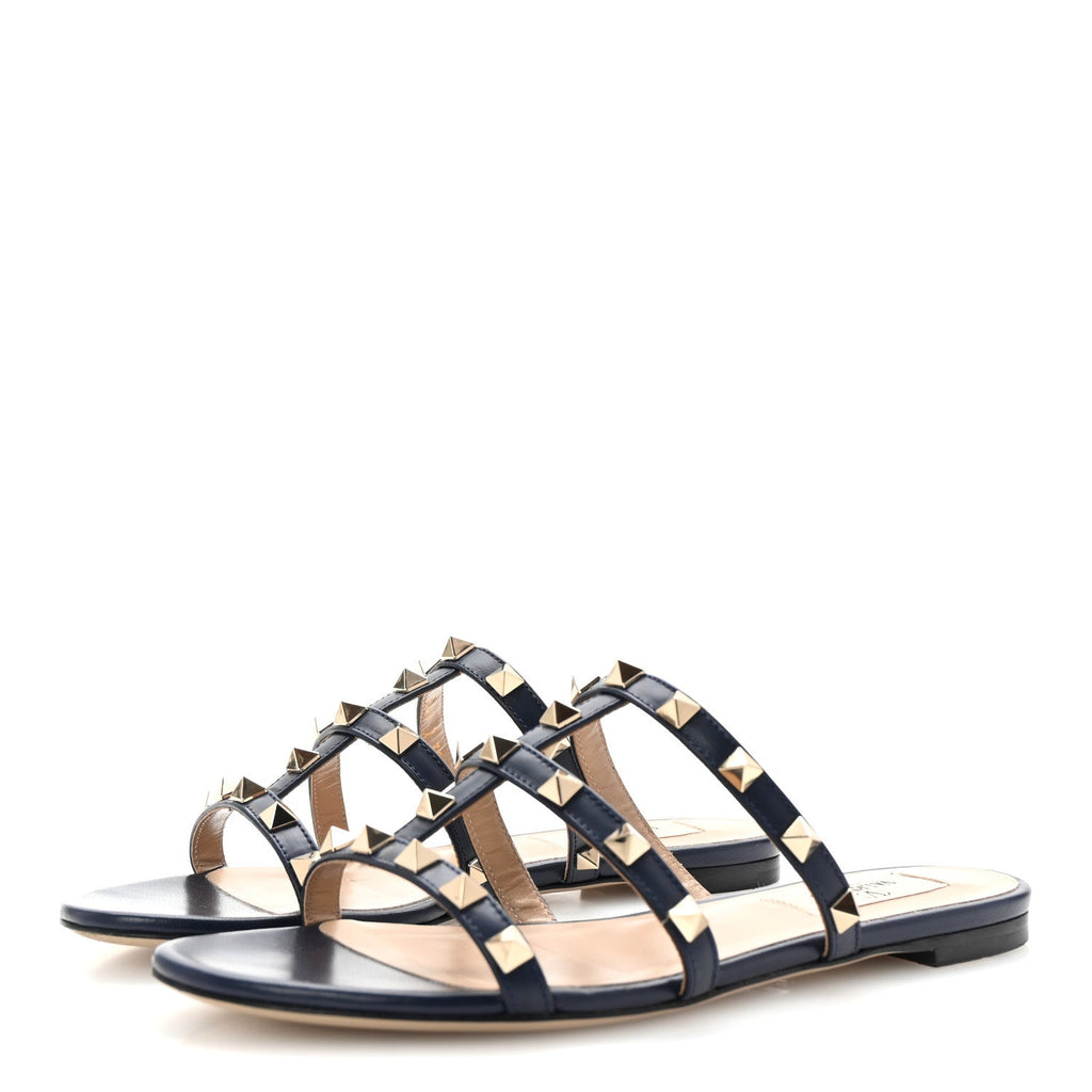 NAPPA ROCKSTUD CAGED FLAT SLIDE SANDALS MARINE