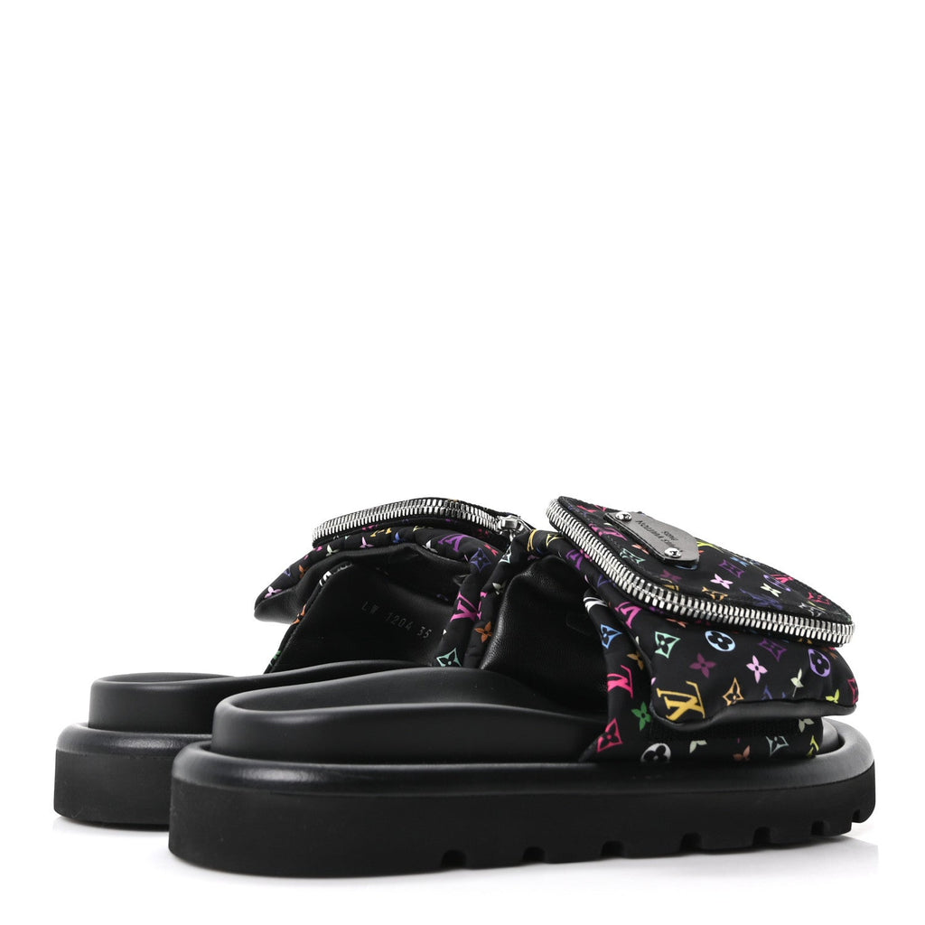 LV X TM MONOGRAM MULTICOLOR POOL PILLOW FLAT COMFORT MULE BLACK