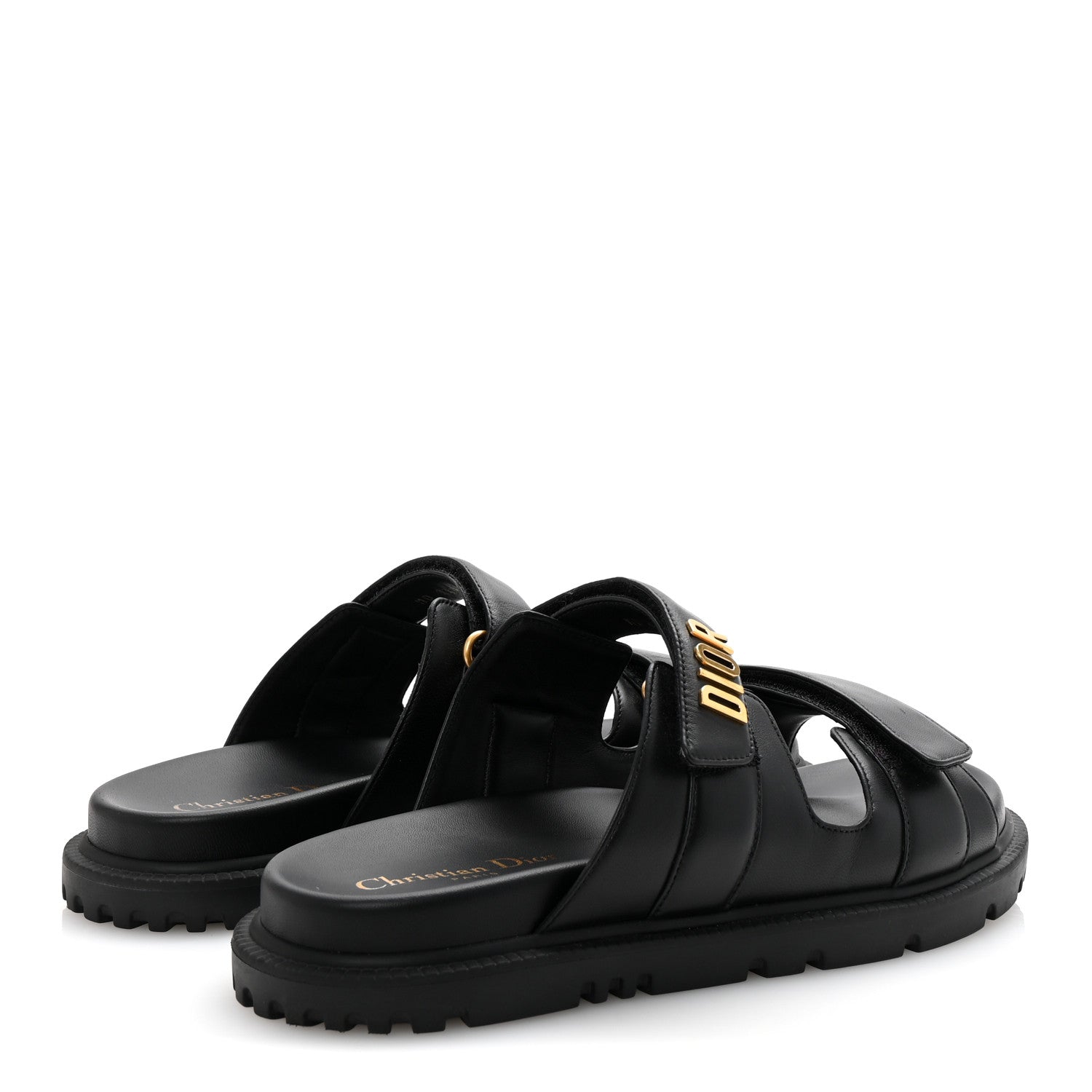 LAMBSKIN DIORACT 10MM SLIDE SANDALS BLACK