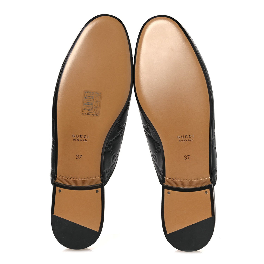 GLAMOUR CALFSKIN GUCCISSIMA WOMENS PRINCETOWN SLIPPERS BLACK
