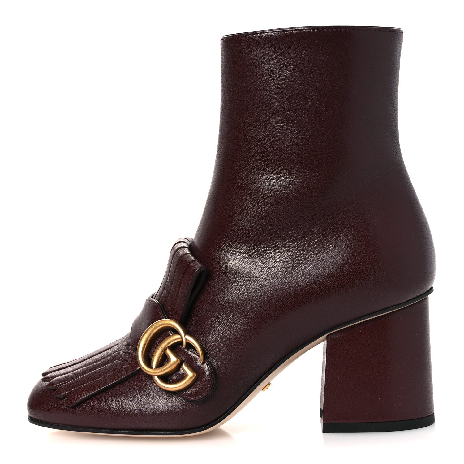 MALAGA KID GG MARMONT FRINGE 75MM ANKLE BOOTS VINTAGE BORDEAUX