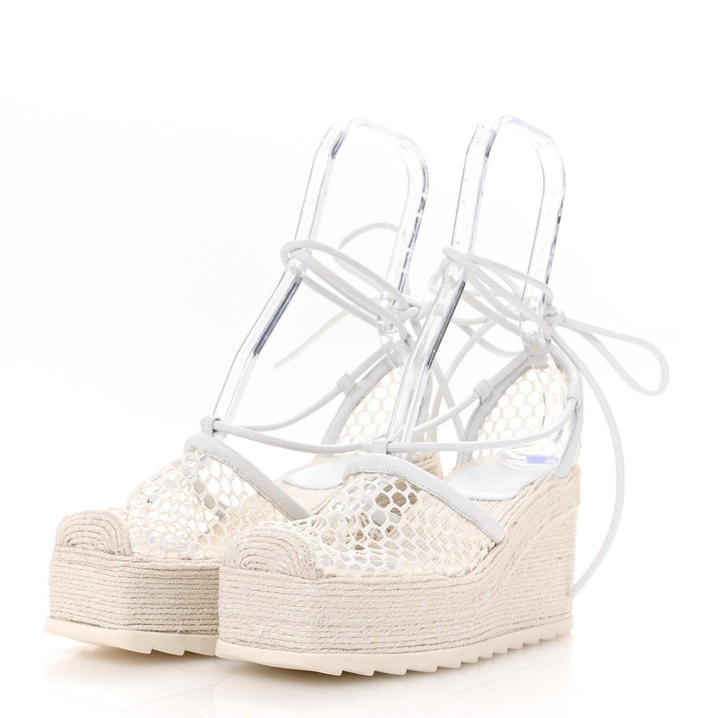 MESH LAMBSKIN SPORTY WEB STRETCH ANKLE TIE ESPADRILLES OPTIC WHITE