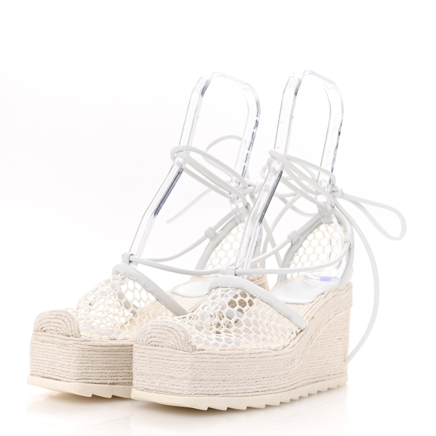 MESH LAMBSKIN SPORTY WEB STRETCH ANKLE TIE ESPADRILLES OPTIC WHITE
