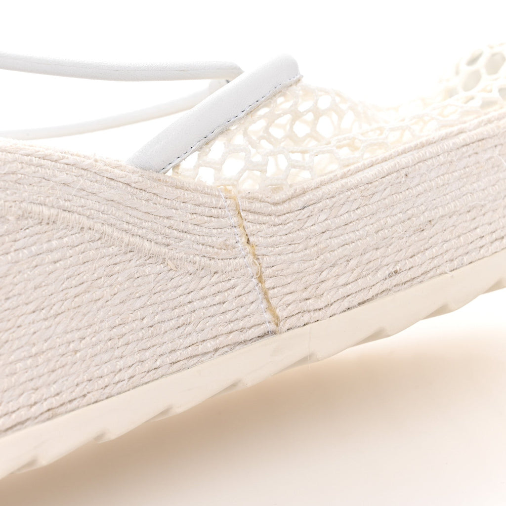 MESH LAMBSKIN SPORTY WEB STRETCH ANKLE TIE ESPADRILLES OPTIC WHITE