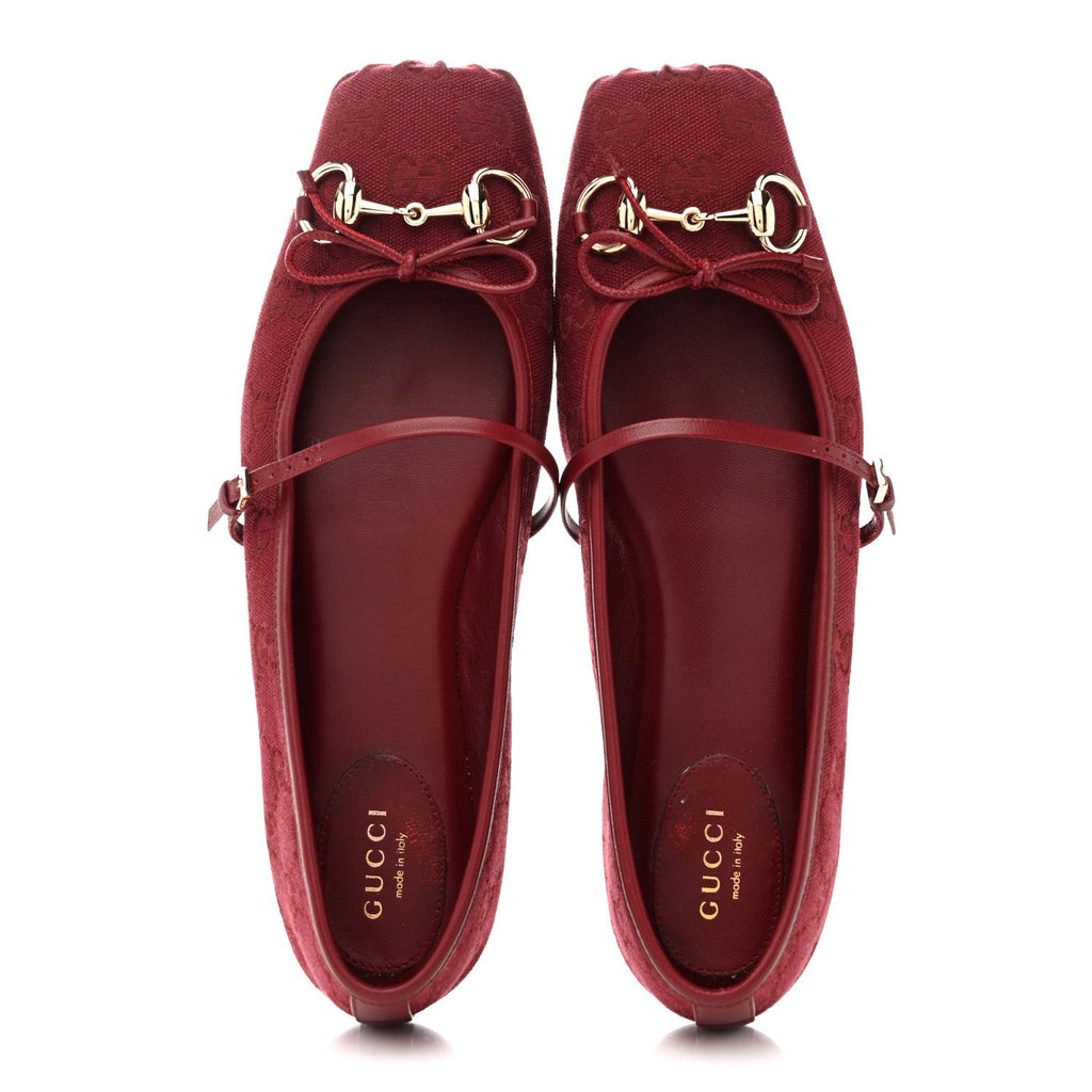 GG MONOGRAM HORSEBIT BALLET FLATS ROSSO ANCORA