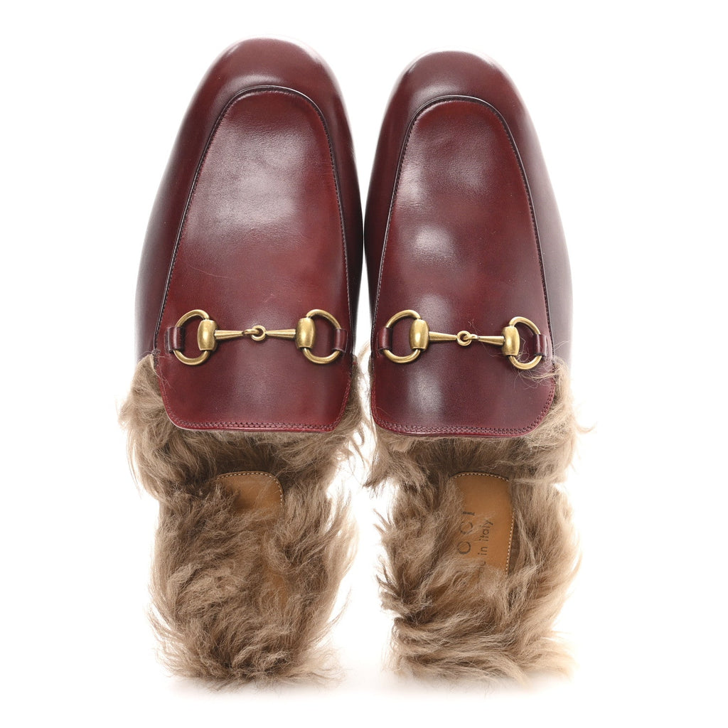 ETIS GLAMOUR CALFSKIN GRANADA KID FUR MENS PRINCETOWN SLIPPERS RUBY BORDEAUX NATURALE