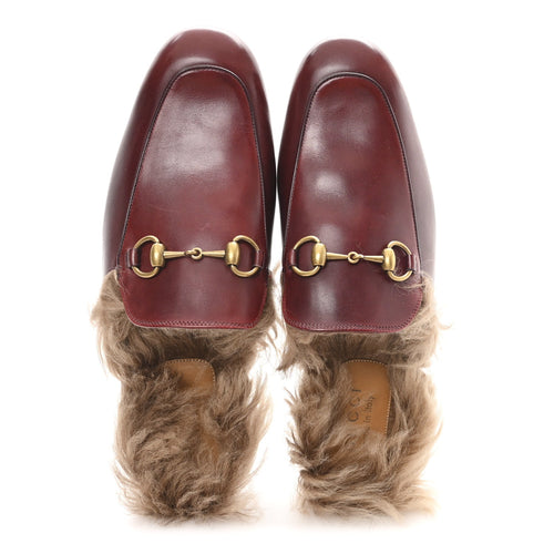 ETIS GLAMOUR CALFSKIN GRANADA KID FUR MENS PRINCETOWN SLIPPERS RUBY BORDEAUX NATURALE