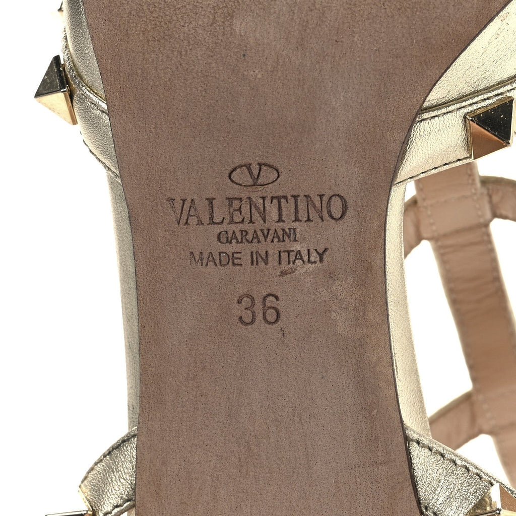 METALLIC NAPPA ROCKSTUD ANKLE STRAP 65MM PUMPS GOLD