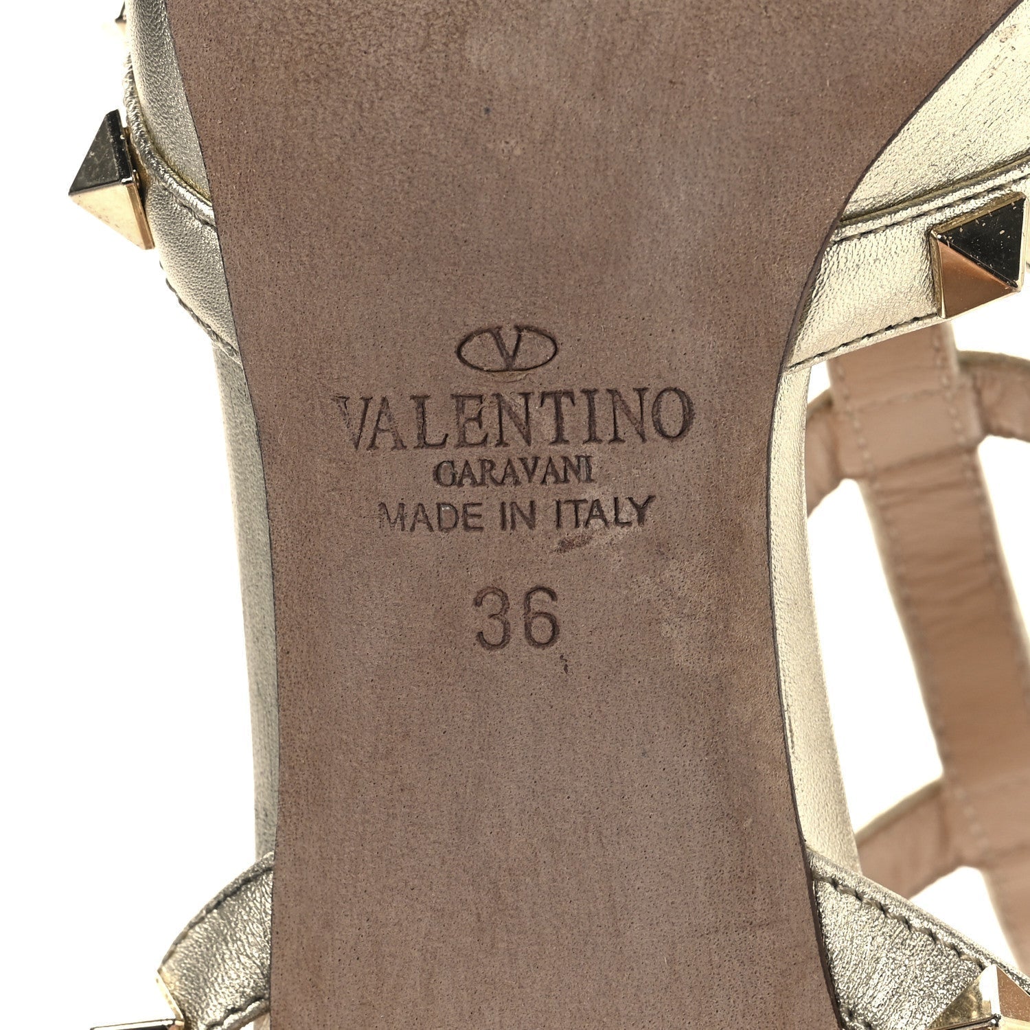 METALLIC NAPPA ROCKSTUD ANKLE STRAP 65MM PUMPS GOLD