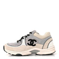 MESH SUEDE CALFSKIN GRAINED CALFSKIN WOMENS CC SNEAKERS GREY WHITE