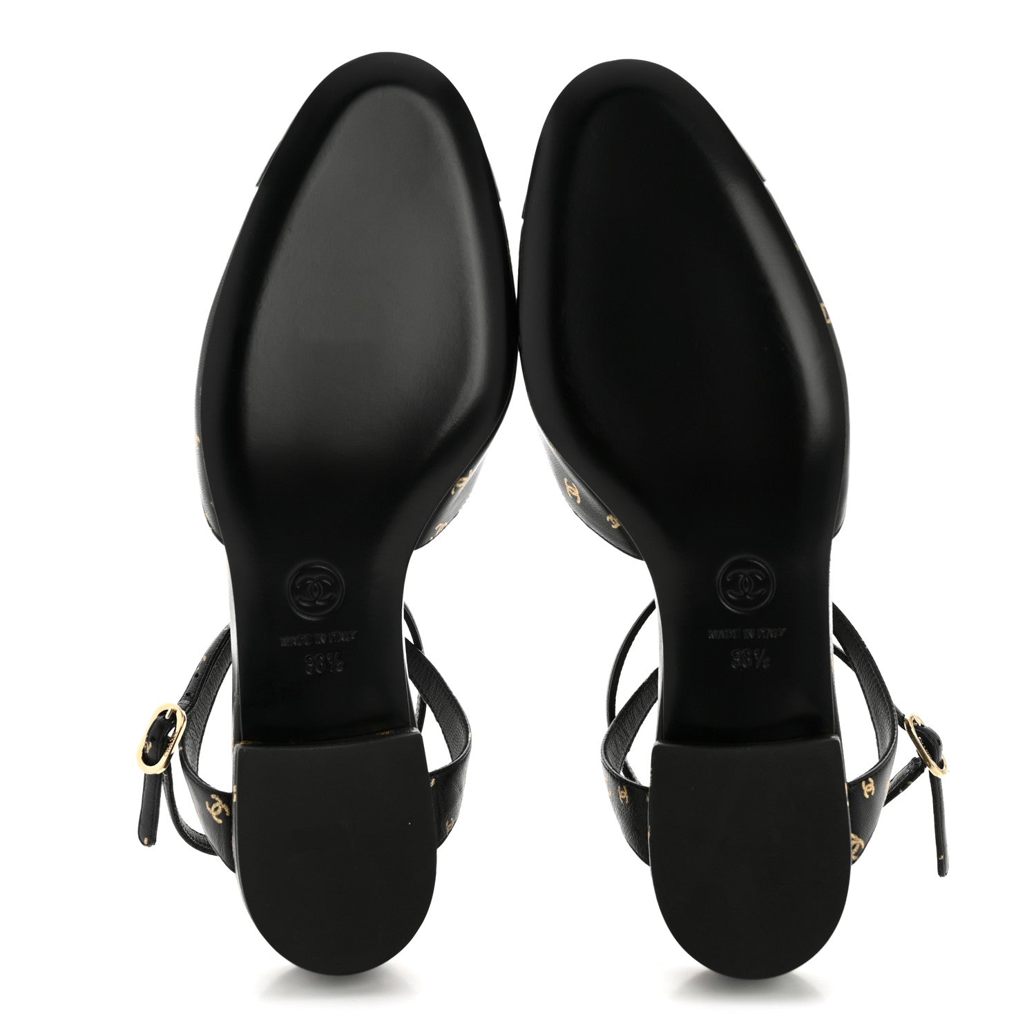 PRINTED LAMBSKIN PATENT CALFSKIN CAP TOE CC SLINGBACKS BLACK GOLD