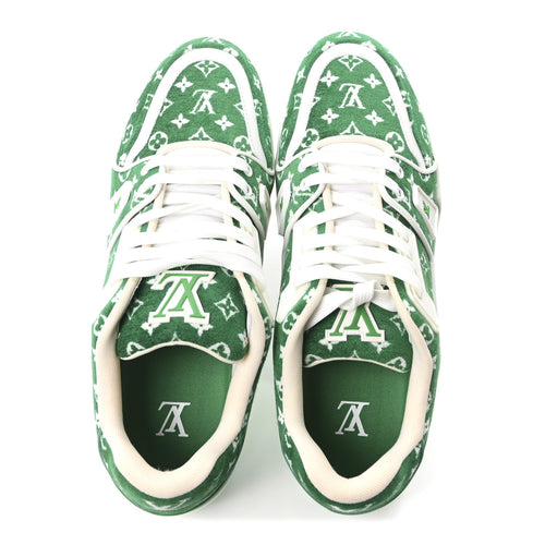 JACQUARD VELVET MONOGRAM MENS LV TRAINER SNEAKERS VERT