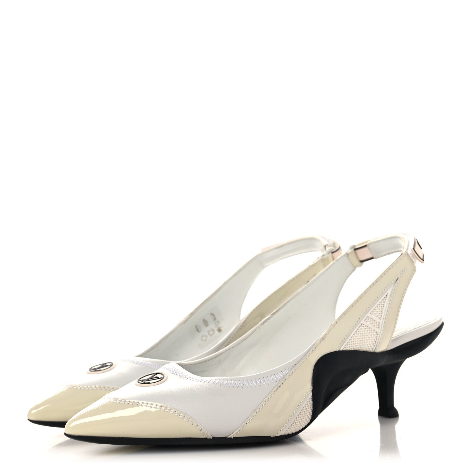 LAMBSKIN PATENT CALFSKIN ARCHLIGHT SLINGBACK PUMPS WHITE BLACK