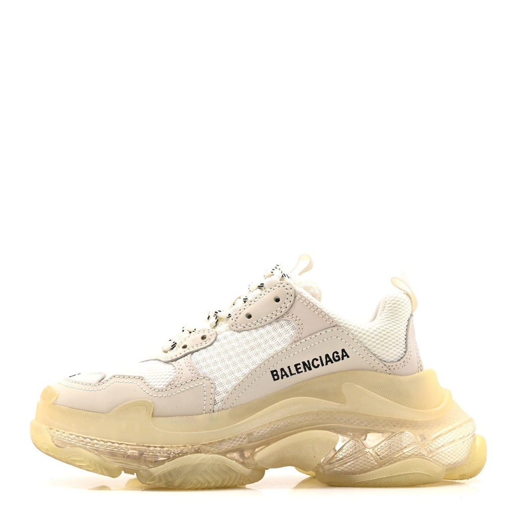 FABRIC MESH CLEAR SOLE WOMENS TRIPLE S SNEAKERS HONEYCOMB WHITE