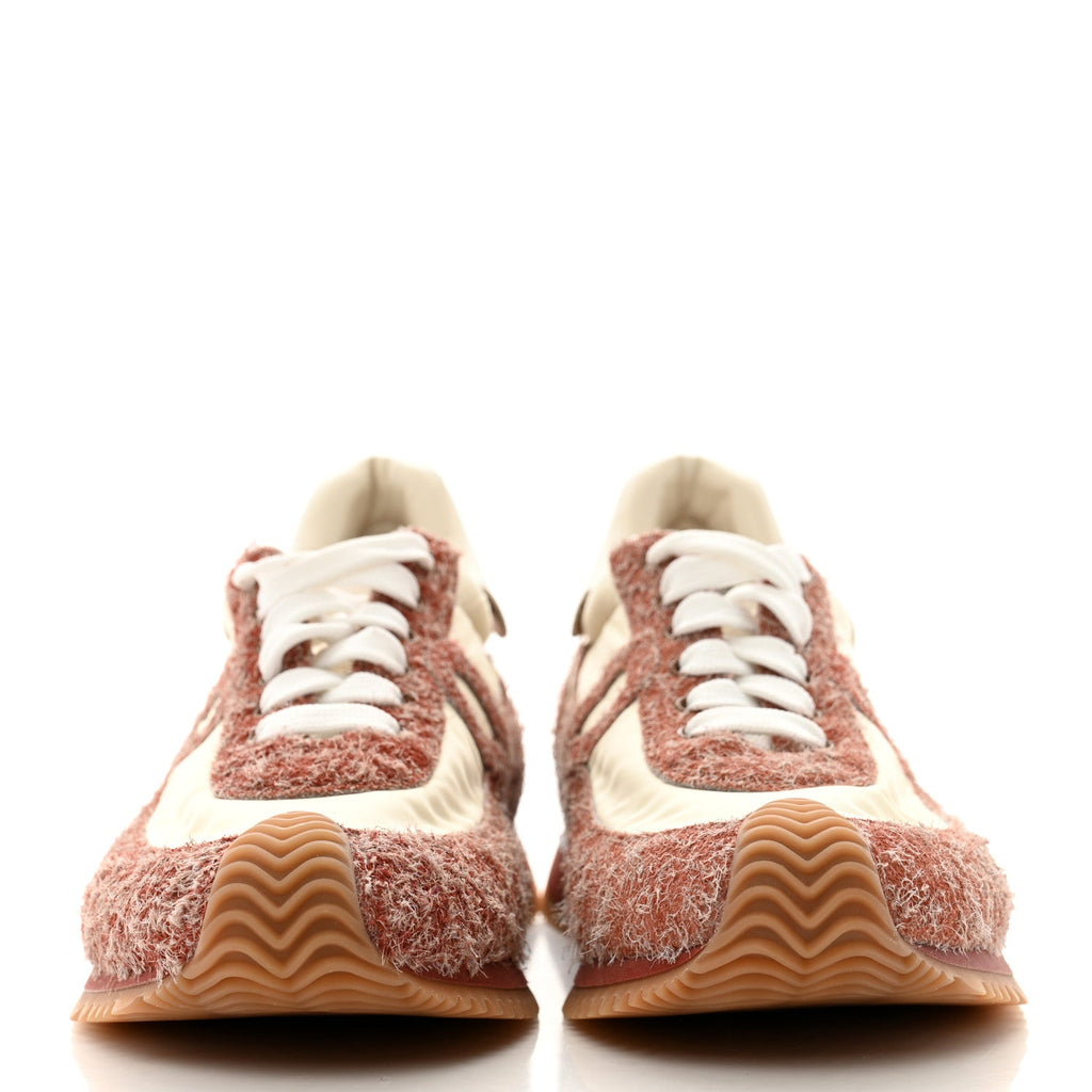 NYLON BRUSHED SUEDE FLOW RUNNER SNEAKERS RED SOFT WHITE