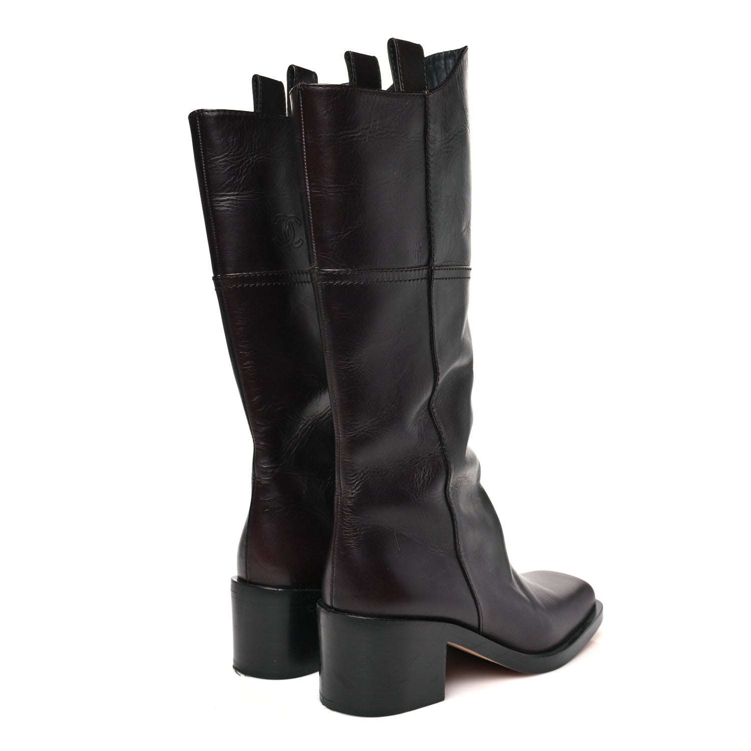 CALFSKIN CC WYOMING KNEE HIGH BOOTS DARK BROWN