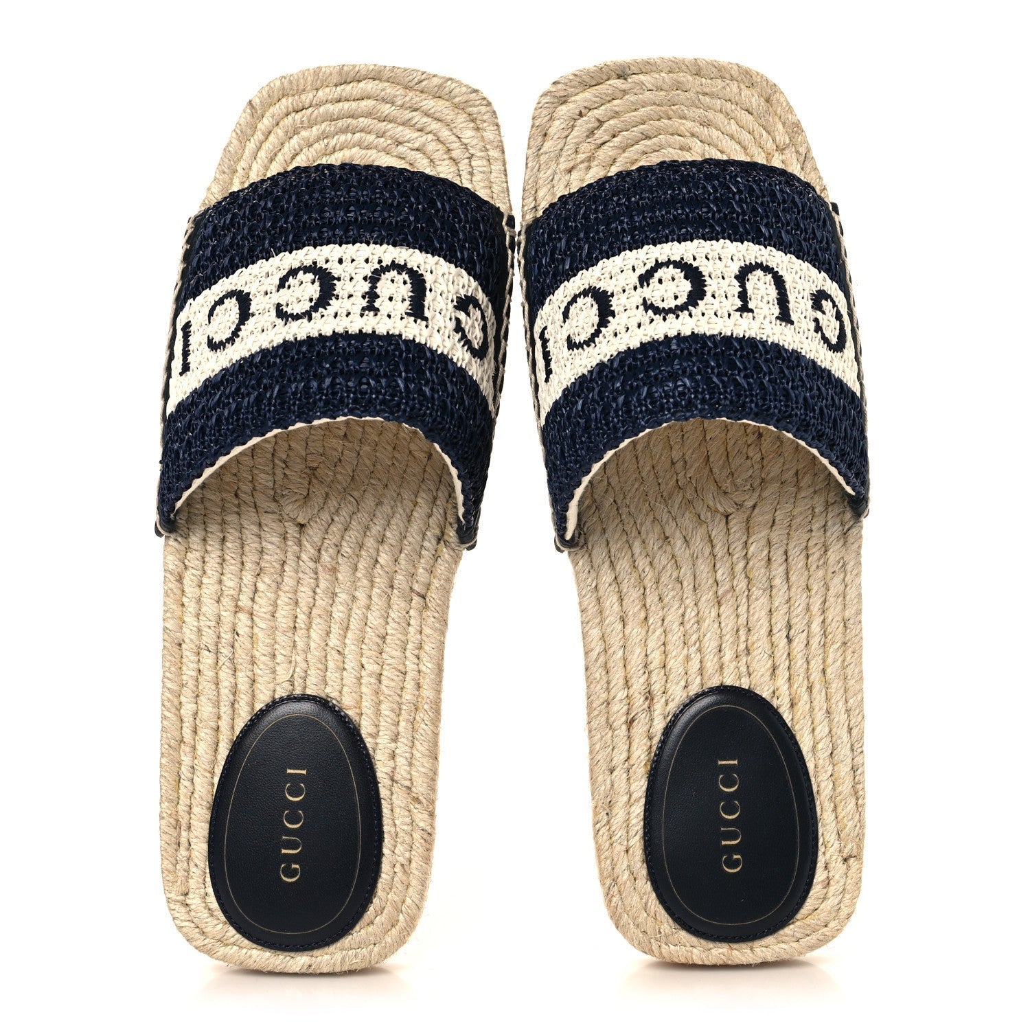 MACROCHET RAFFIA LOGO FLAT SLIDE ESPADRILLE SANDALS BLUE GREAT WHITE