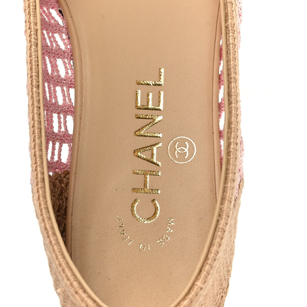 RAFFIA CAP TOE BALLERINA FLATS PINK BEIGE