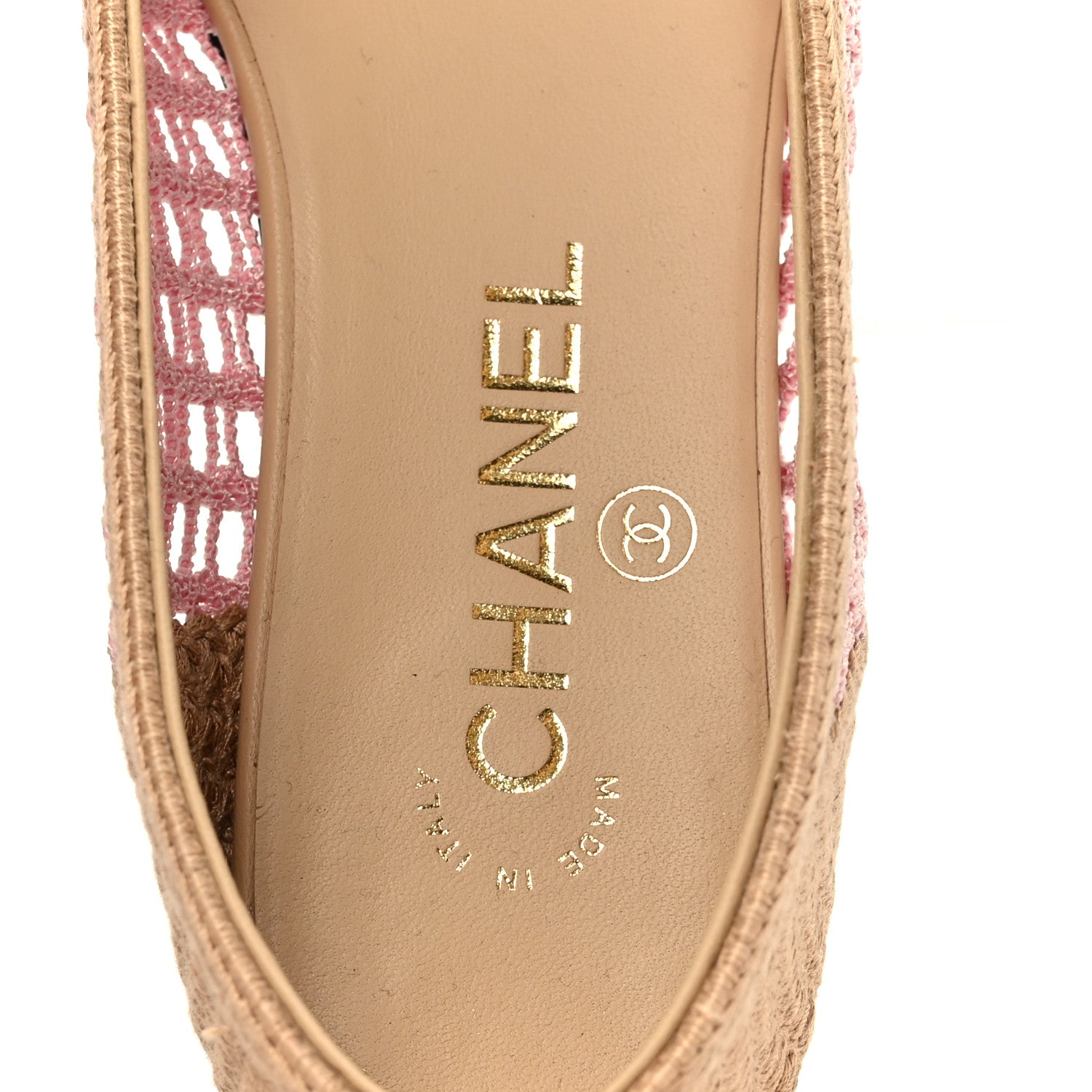 RAFFIA CAP TOE BALLERINA FLATS PINK BEIGE