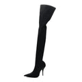 SPANDEX POINTED TOE KNIFE 110MM THIGH HIGH BOOTS BLACK