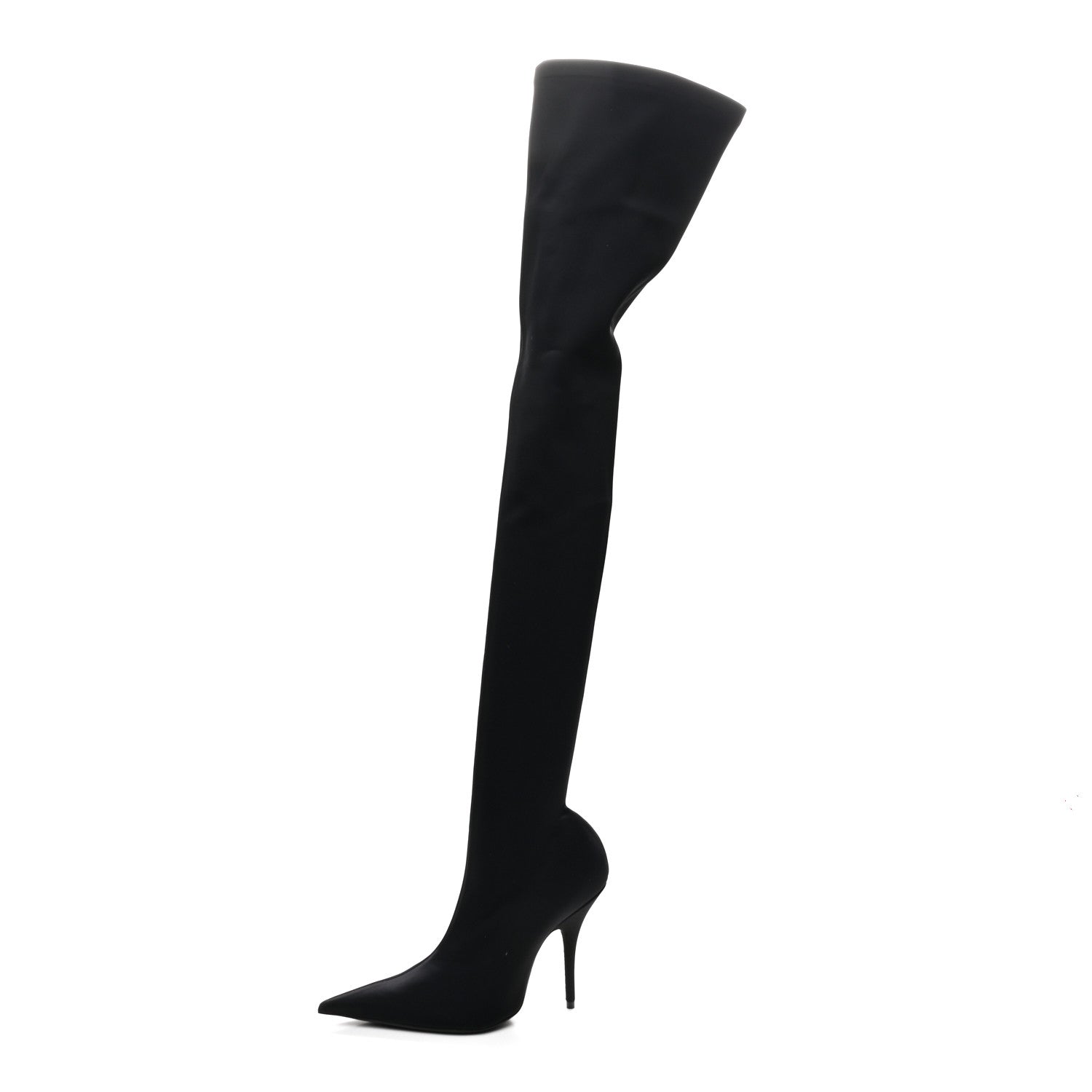 SPANDEX POINTED TOE KNIFE 110MM THIGH HIGH BOOTS BLACK