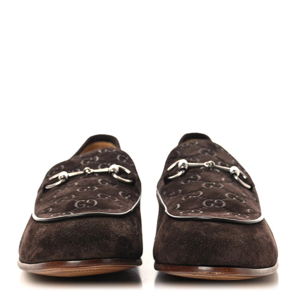 LUXURY SUEDE GG MONOGRAM HORSEBIT MENS JORDY LOAFERS NIGHT COCOA