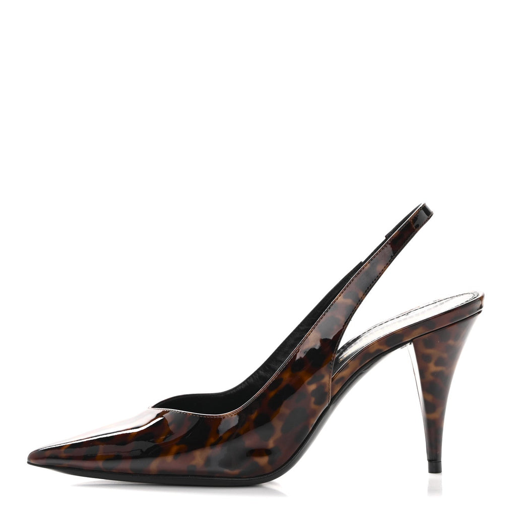 PATENT KIKI TORTOISE SLINGBACK 85 PUMPS BLACK