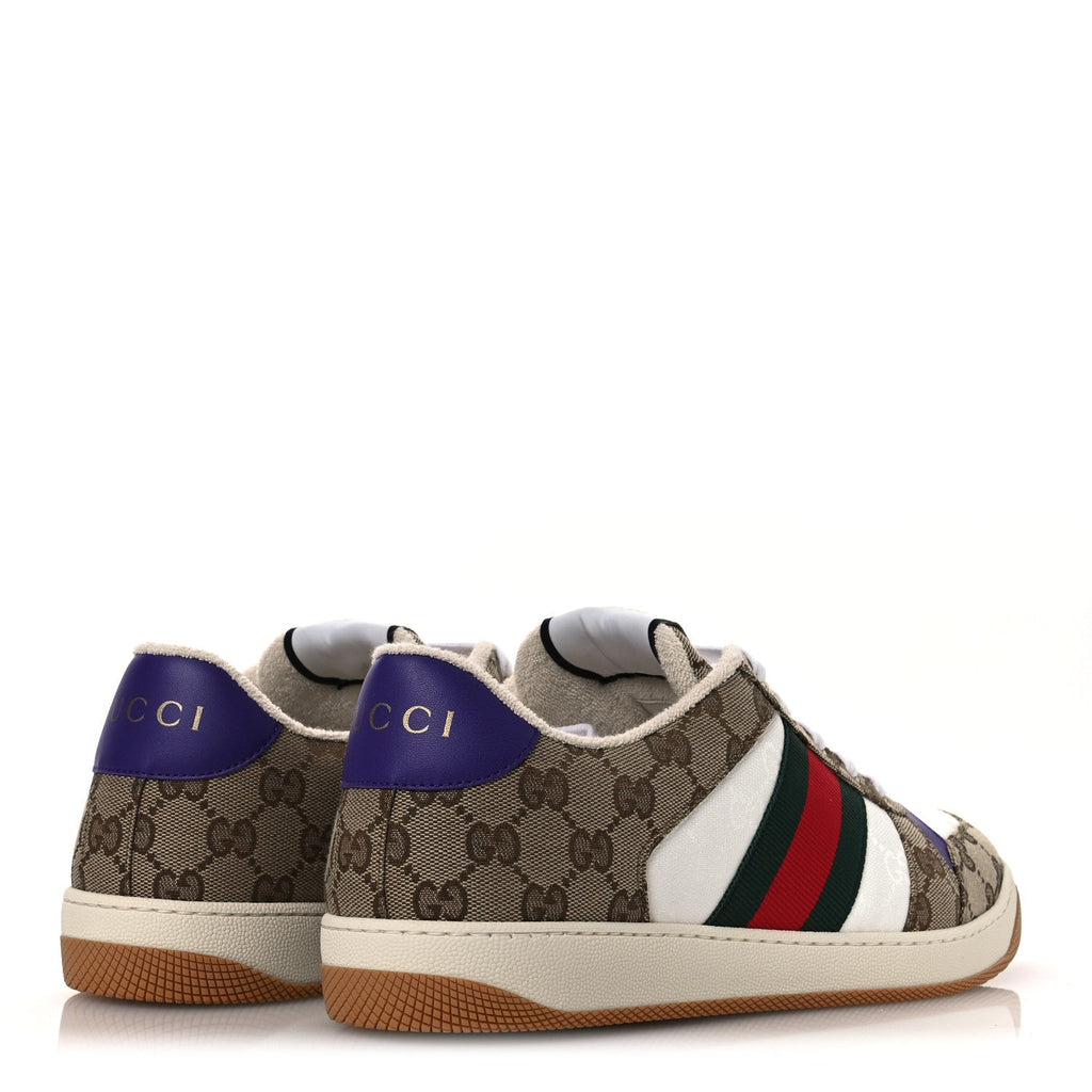 CALFSKIN LAME GG MONOGRAM WEB MENS SCREENER SNEAKERS