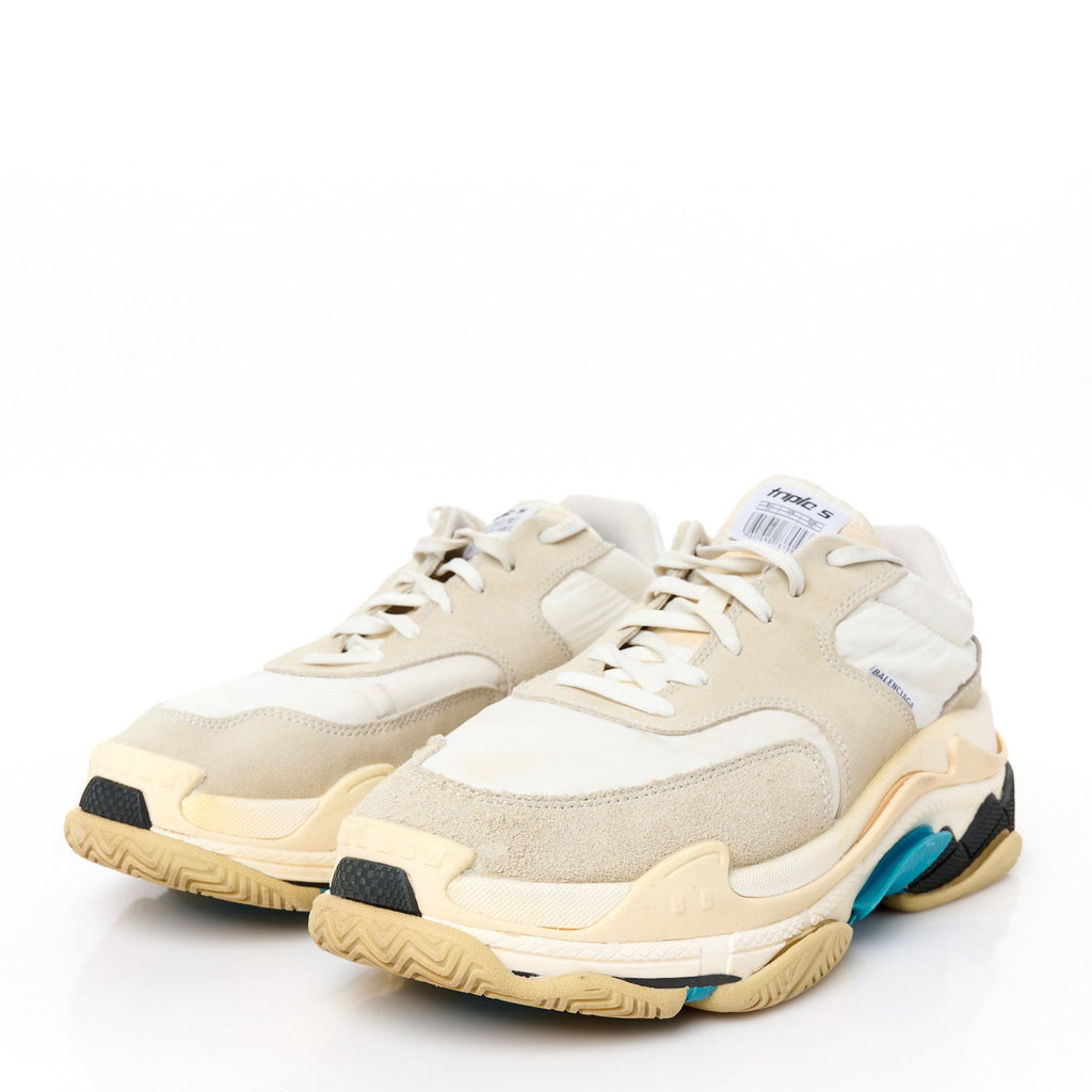 NYLON SUEDE MENS TRIPLE S 2.0 SNEAKERS WHITE GREY BLUE