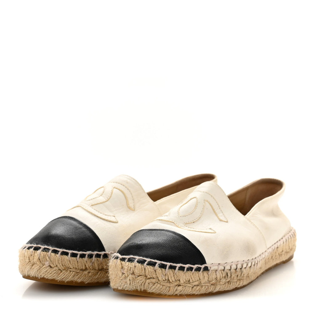 LAMBSKIN CC ESPADRILLES WHITE BLACK