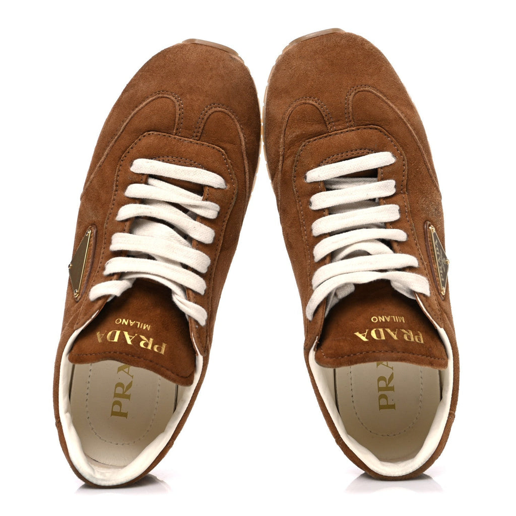 SUEDE LOGO WOMENS LOW TOP SNEAKERS COCOA BROWN