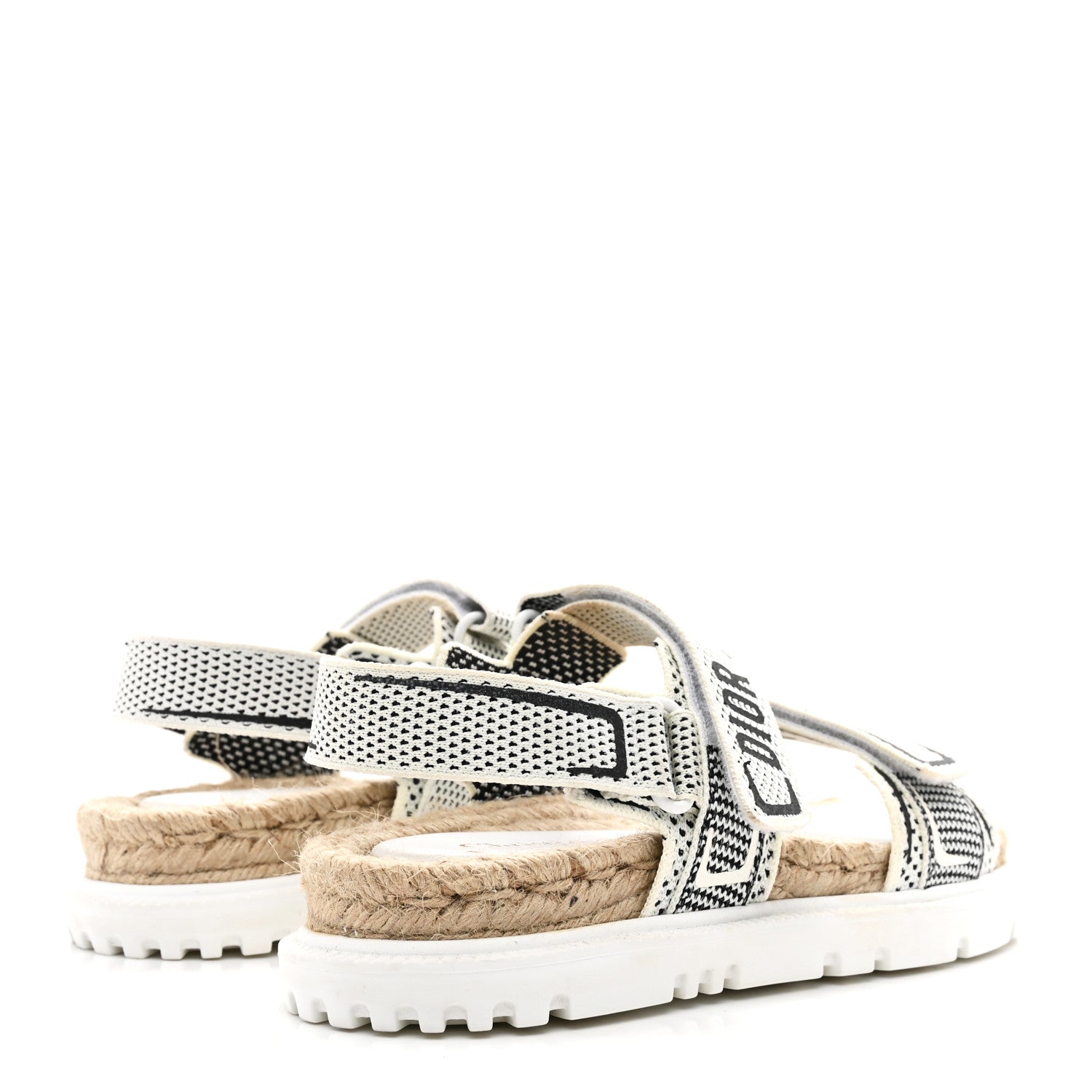 TECHNICAL KNIT JUTE DIORACT 10MM SANDALS WHITE BLACK