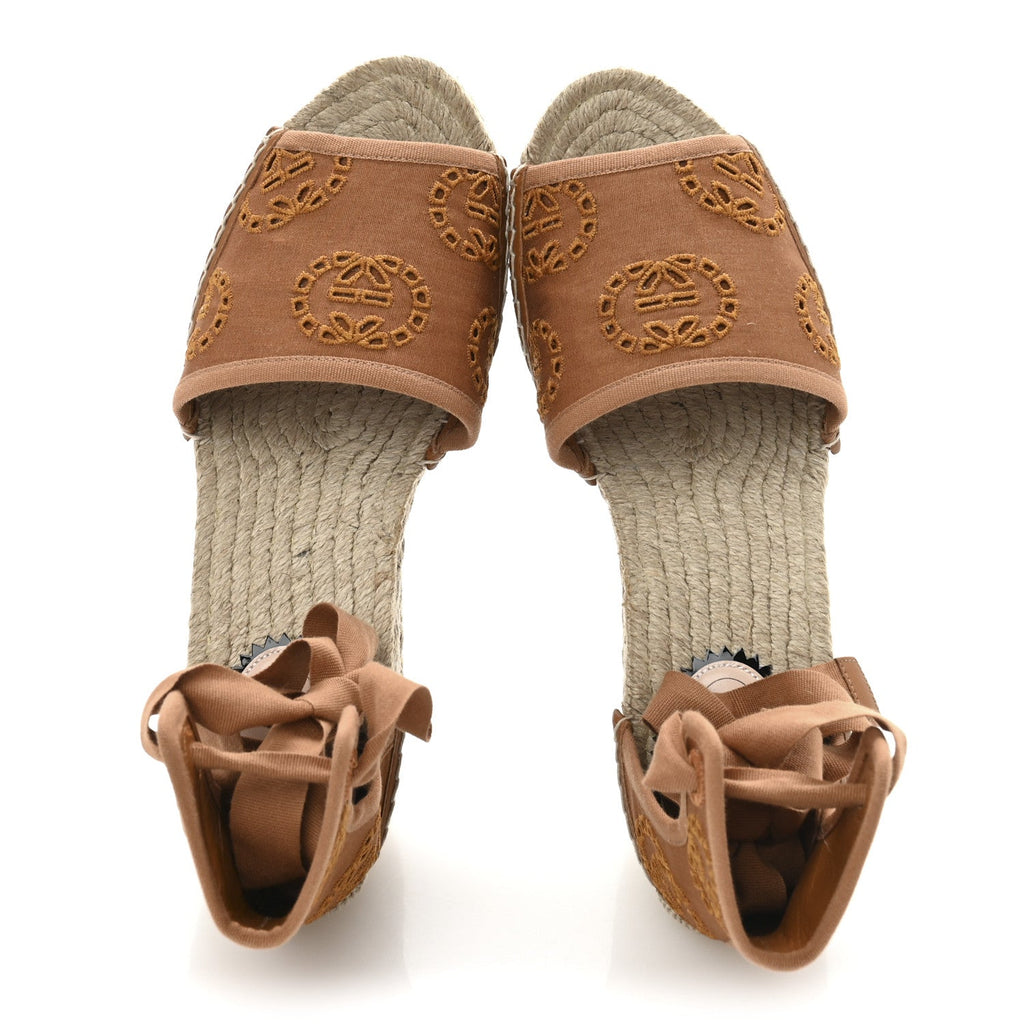 CANVAS DAMITA GG EYELET ESPADRILLE WEDGE SANDALS BLONDIE COGNAC
