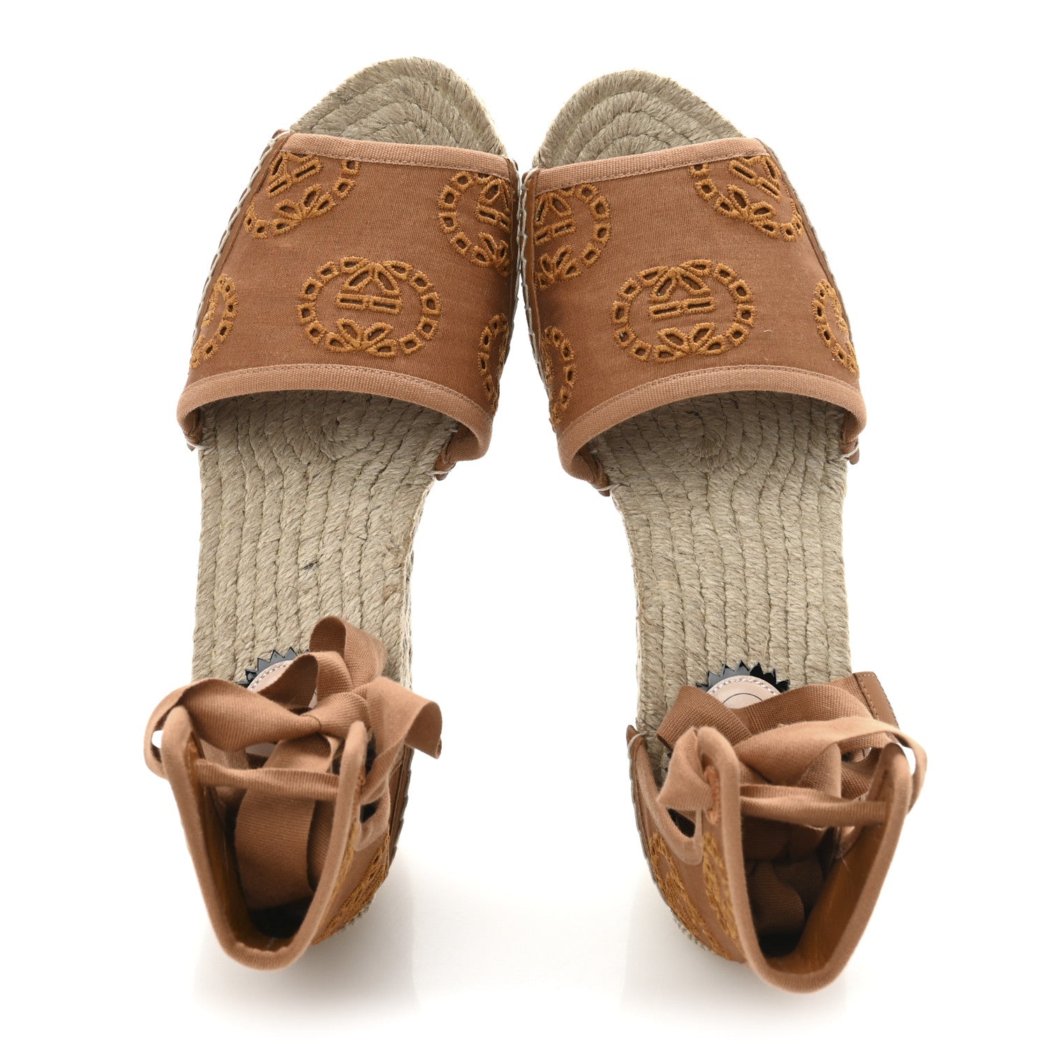 CANVAS DAMITA GG EYELET ESPADRILLE WEDGE SANDALS BLONDIE COGNAC
