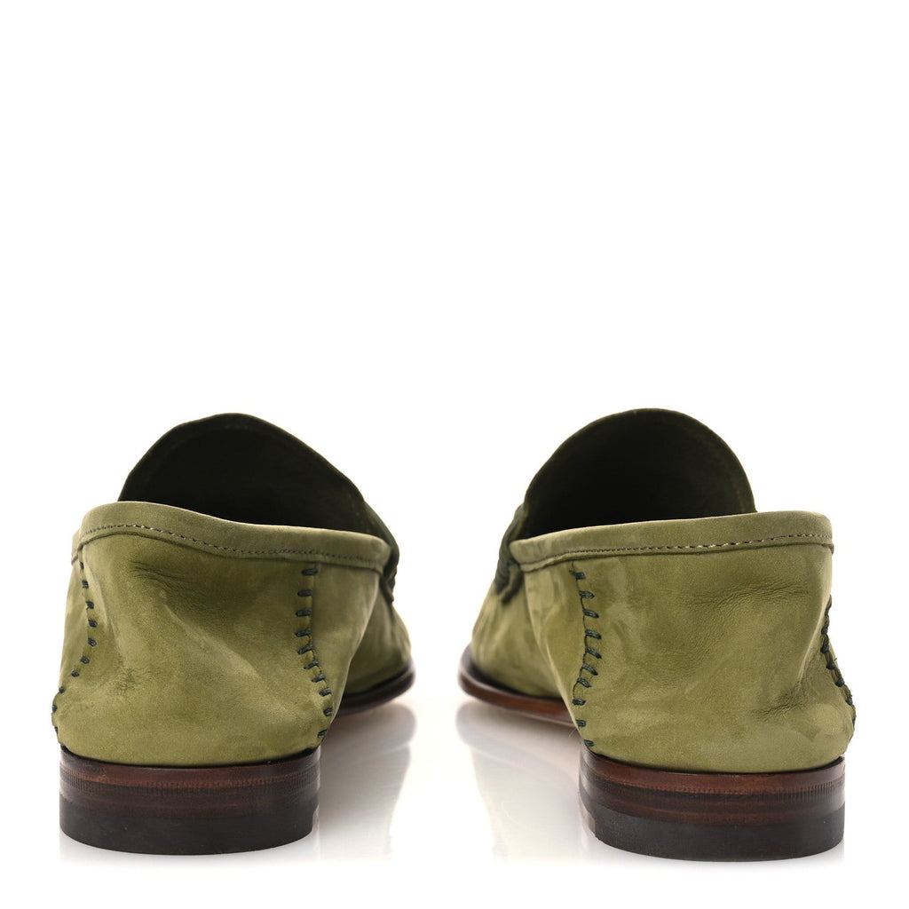 NUBUCK WOMENS HORSEBIT LOAFERS HERBS LIGHT GREEN