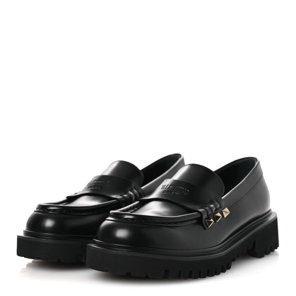 CALFSKIN ROCKSTUD LOAFERS BLACK