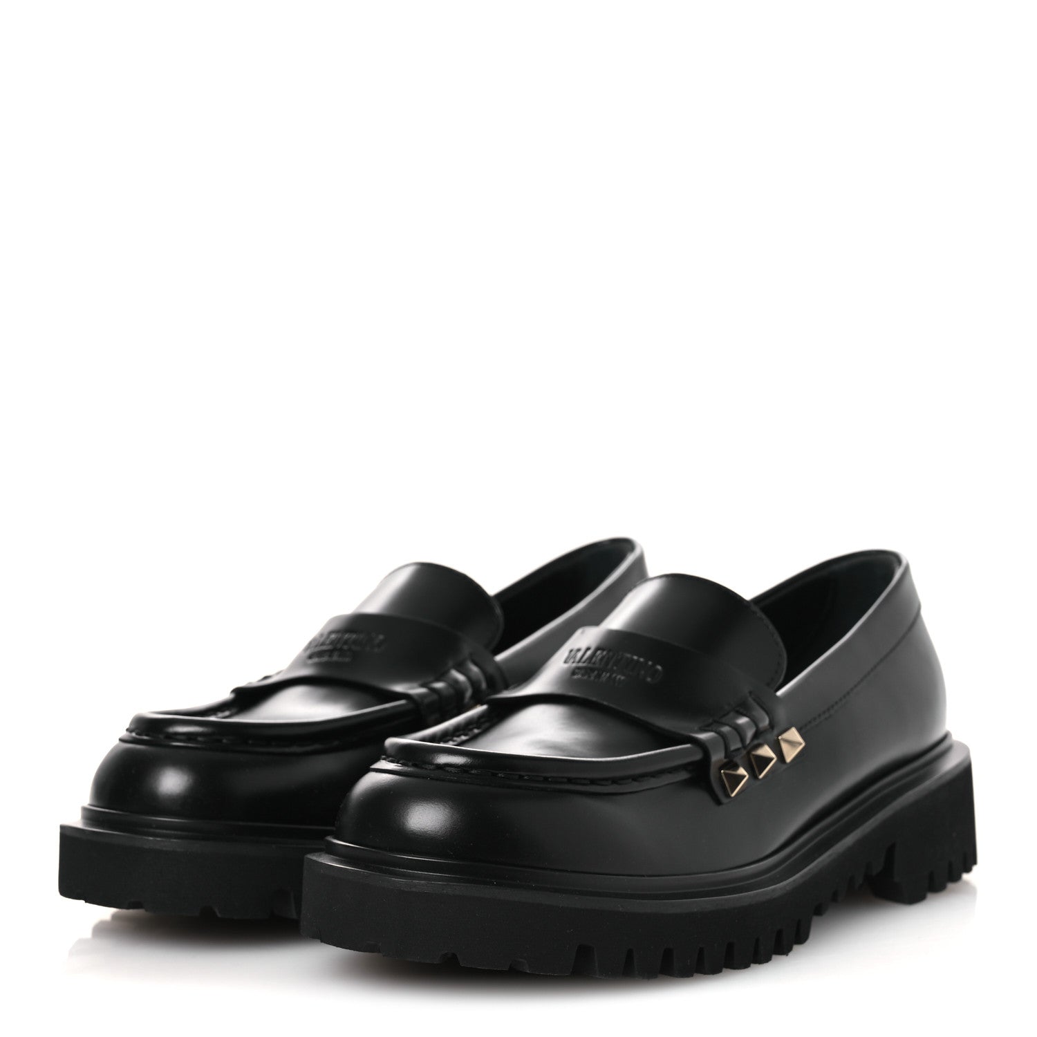 CALFSKIN ROCKSTUD LOAFERS BLACK