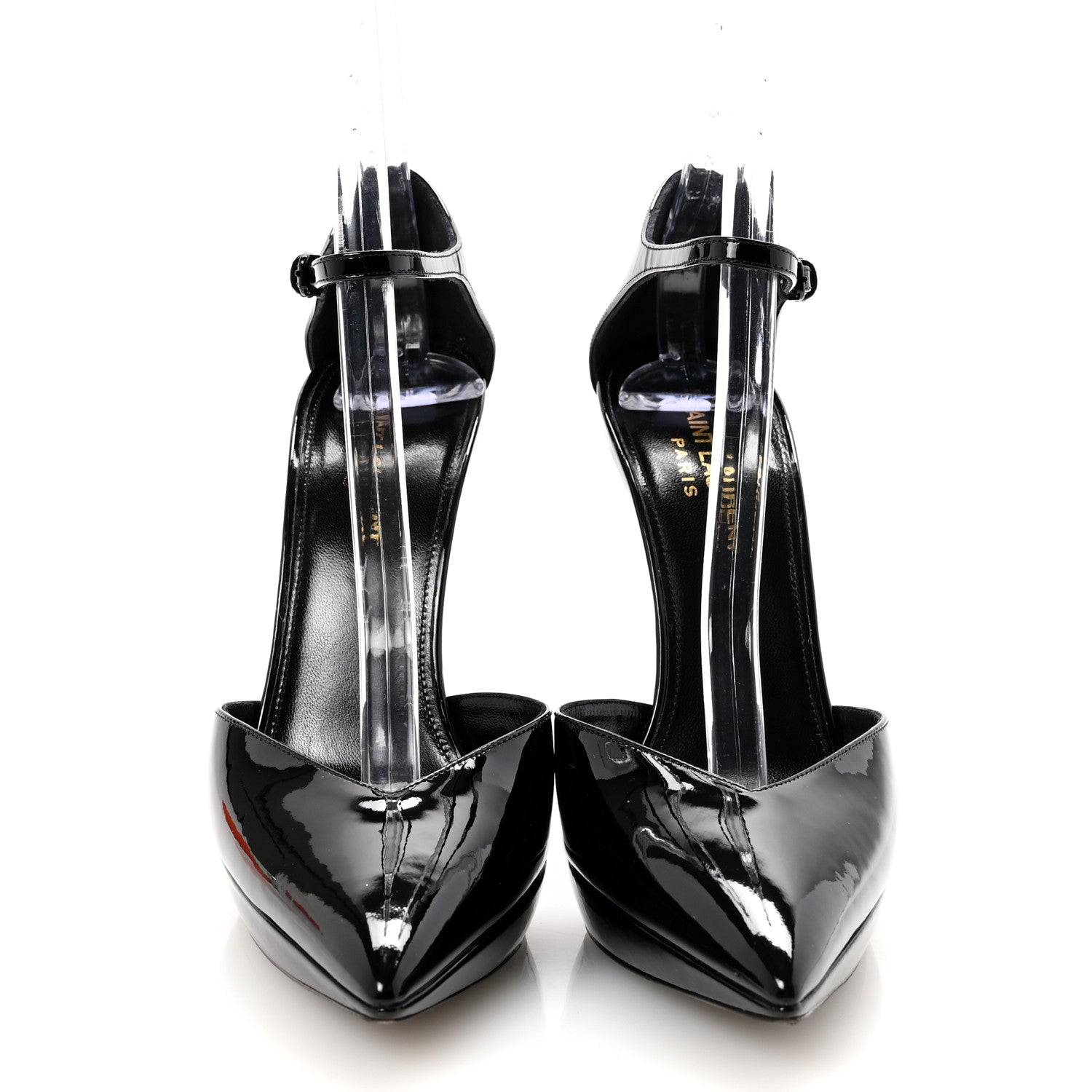 PATENT ANJA 105 ANKLE STRAP POINTED PUMPS BLACK